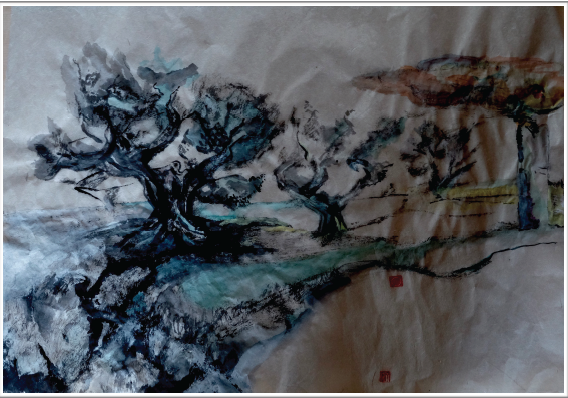 Aquarelle et encre de Chine sur papier - non encadré